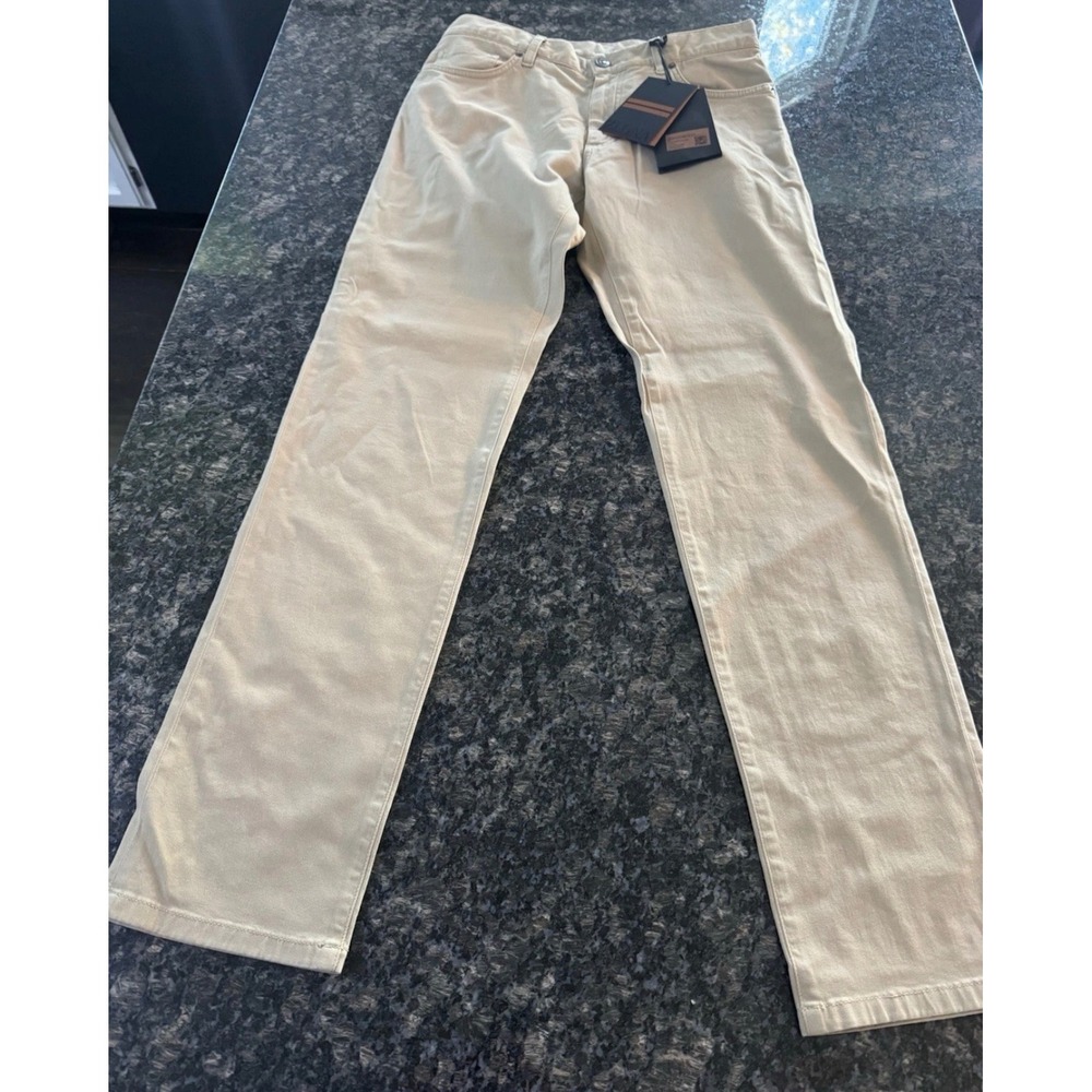 Zegna City Mens Beige Cotton Stretch 5 Pocket Trousers Pants E8PZW 32 NEW‎ $750